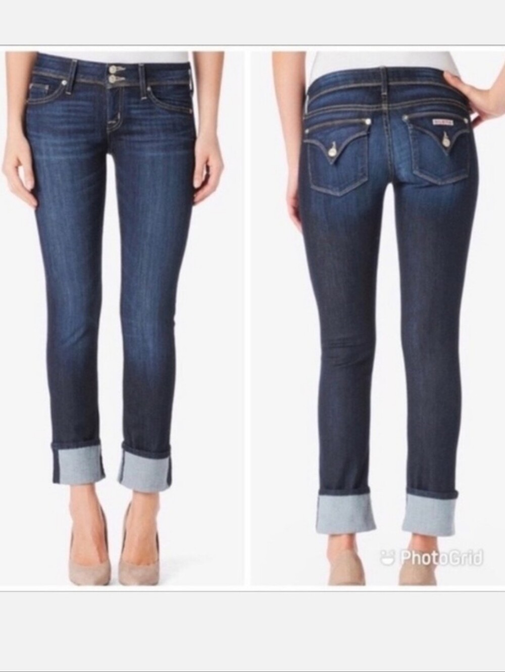 Hudson Ginny Crop Straight Cuffed Jeans Medium Stel Wash Size 27